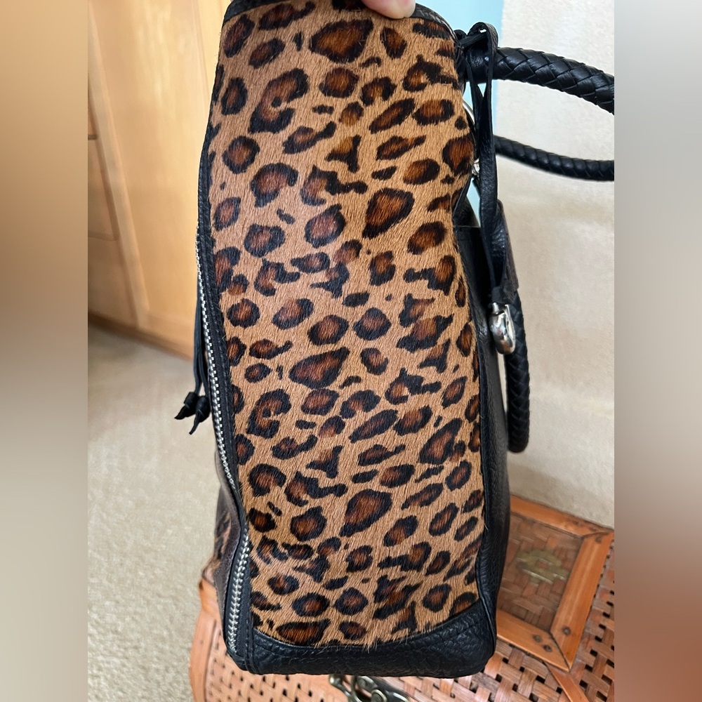 Brighton RARE 2013 DIVA Leather and Leopard Print Pony Hair Tote Shoulder Bag - Picture 5 of 16